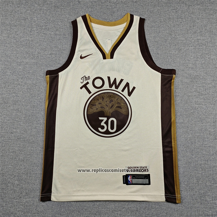 Camiseta Nino Golden State Warriors Stephen Curry NO 30 Ciudad 2025-26 Crema